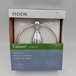 Moen Caldwell Towel Ring Y3186CH Silver Chrome Finish Bathroom Hardware NIB